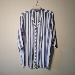Chic Club Z Collection Blue & White Stripe Button Down 2XL